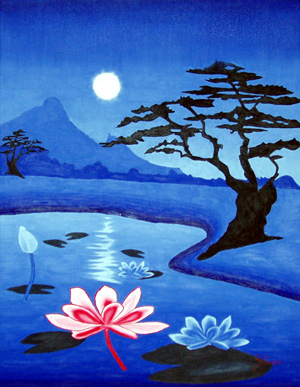 Seerosen im Mondlicht