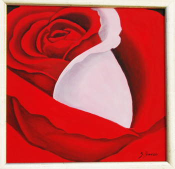 Rose mit weissem Blatt